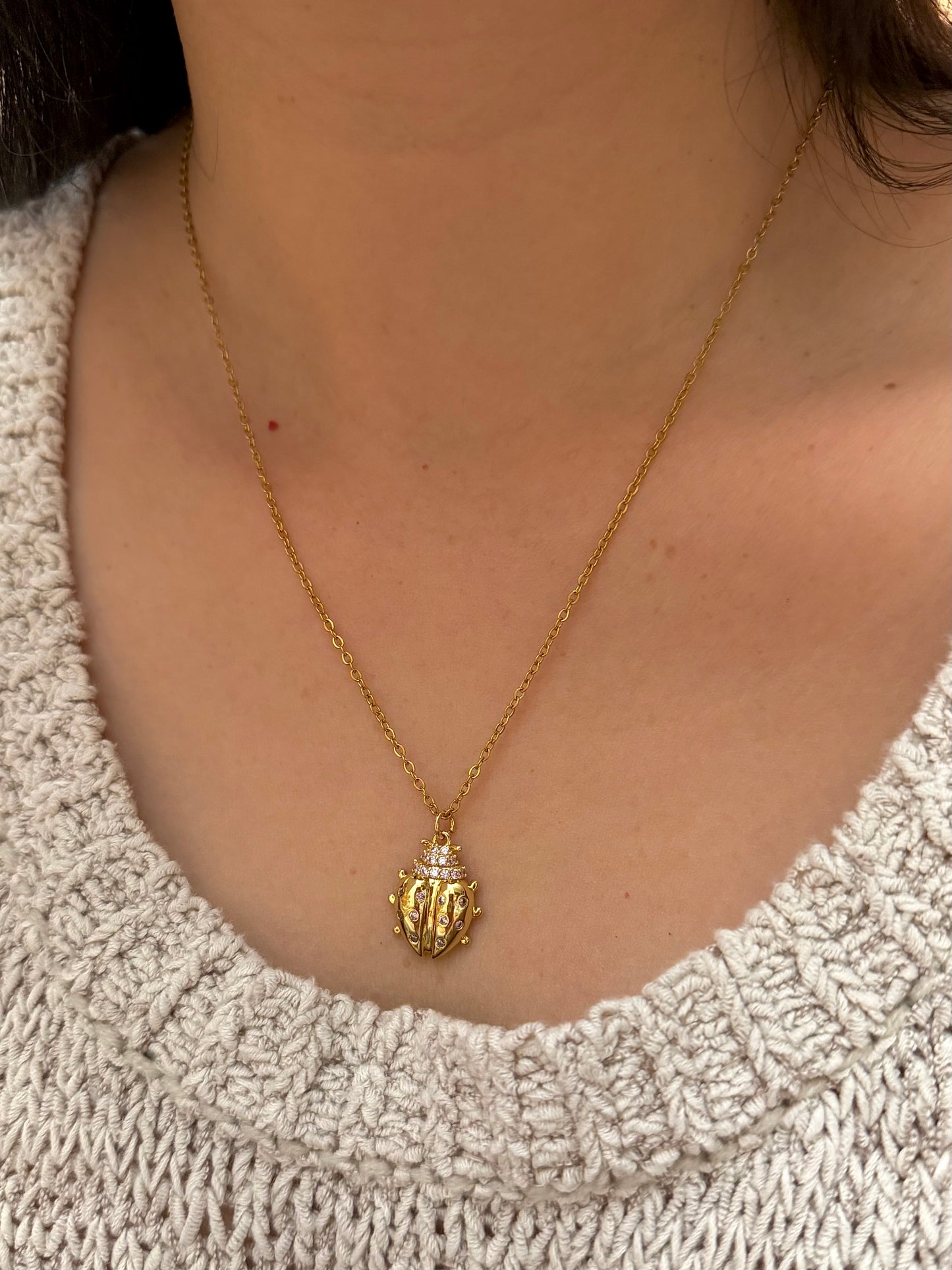 Golden ladybug necklace