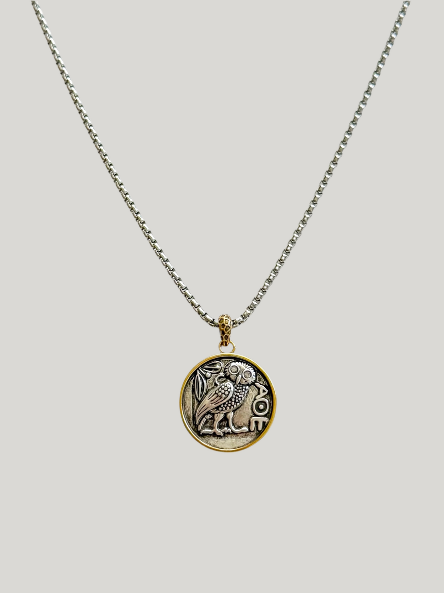 Antique owl coin necklace
