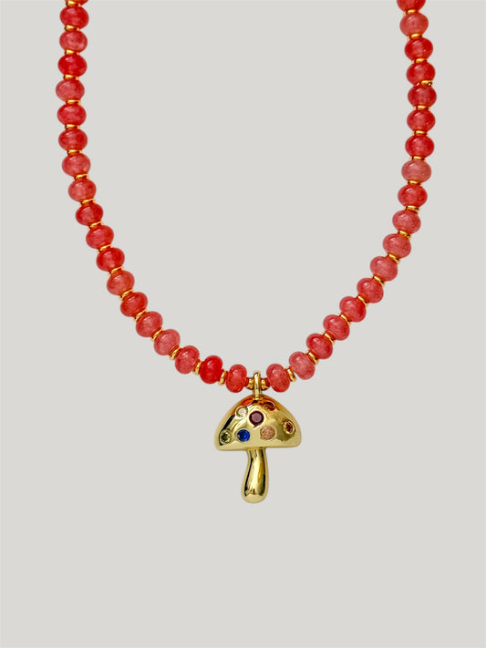 Iris mushroom necklace