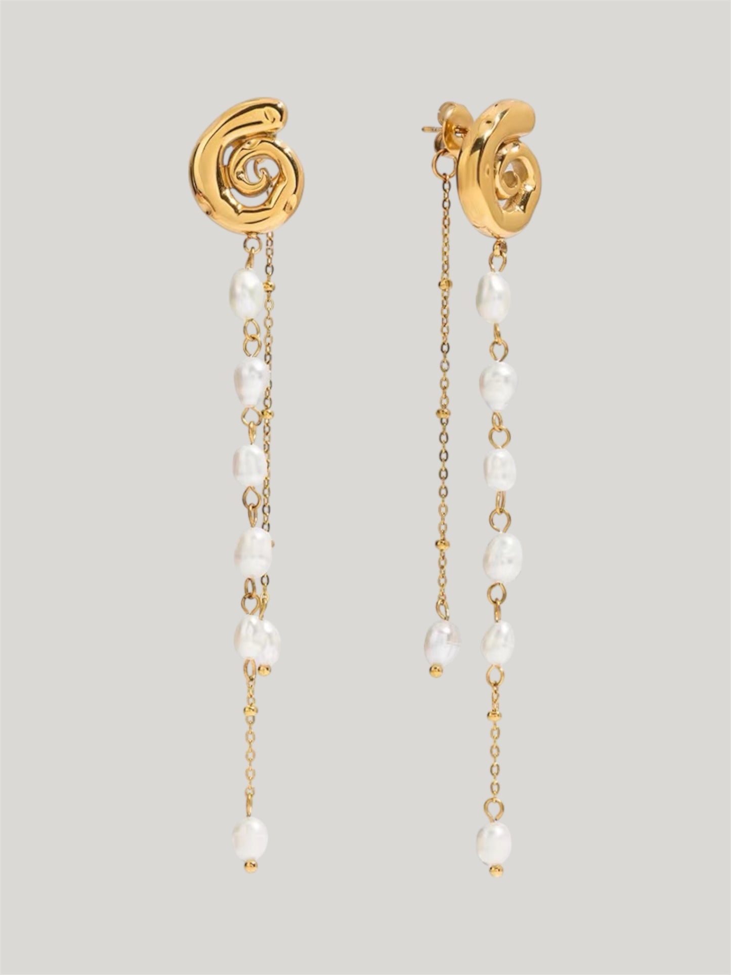 Pearly snail dangle earrings