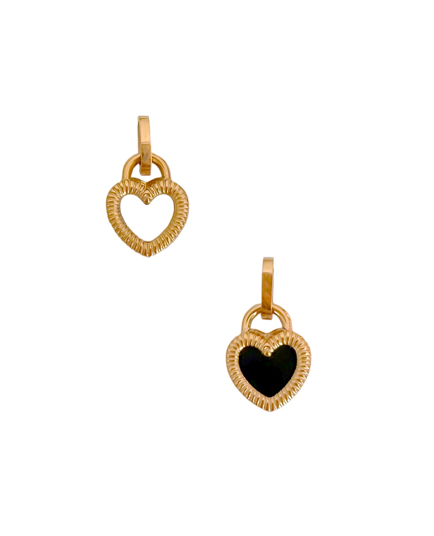 Black and White Heart Charm
