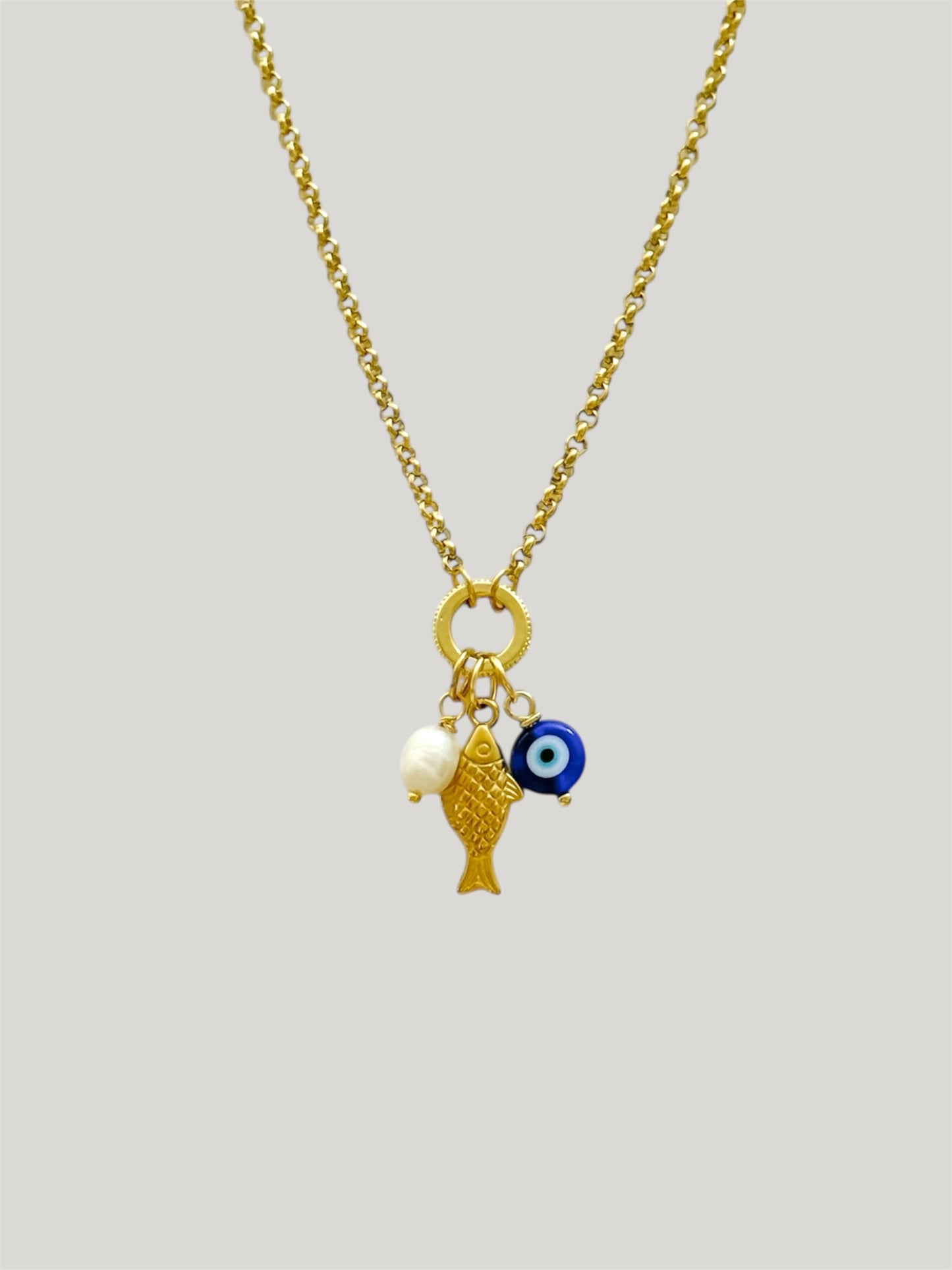 Fish and malocchio necklace