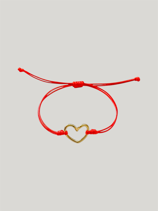 Hollow heart red cord bracelet