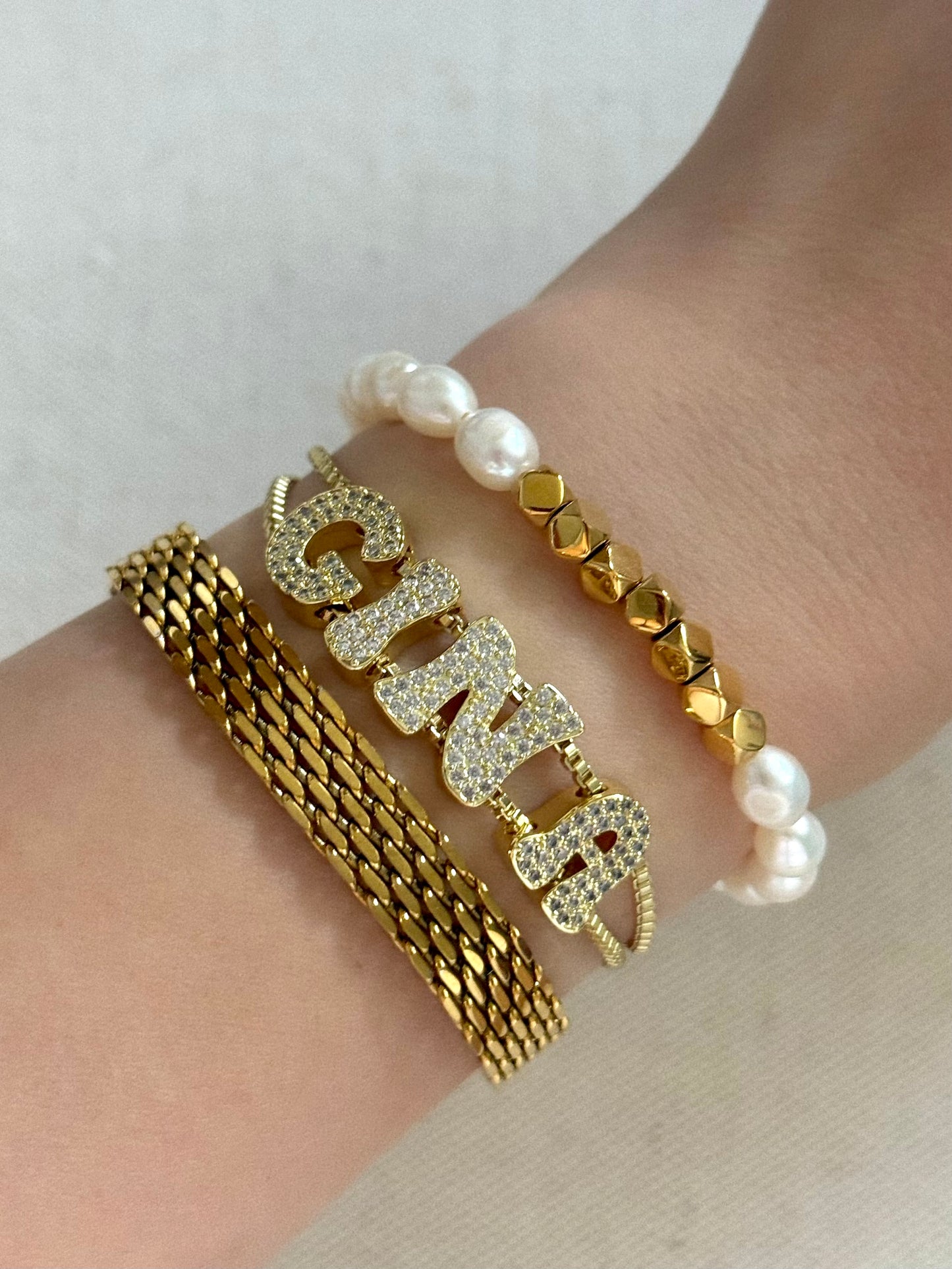 Name slider bracelet