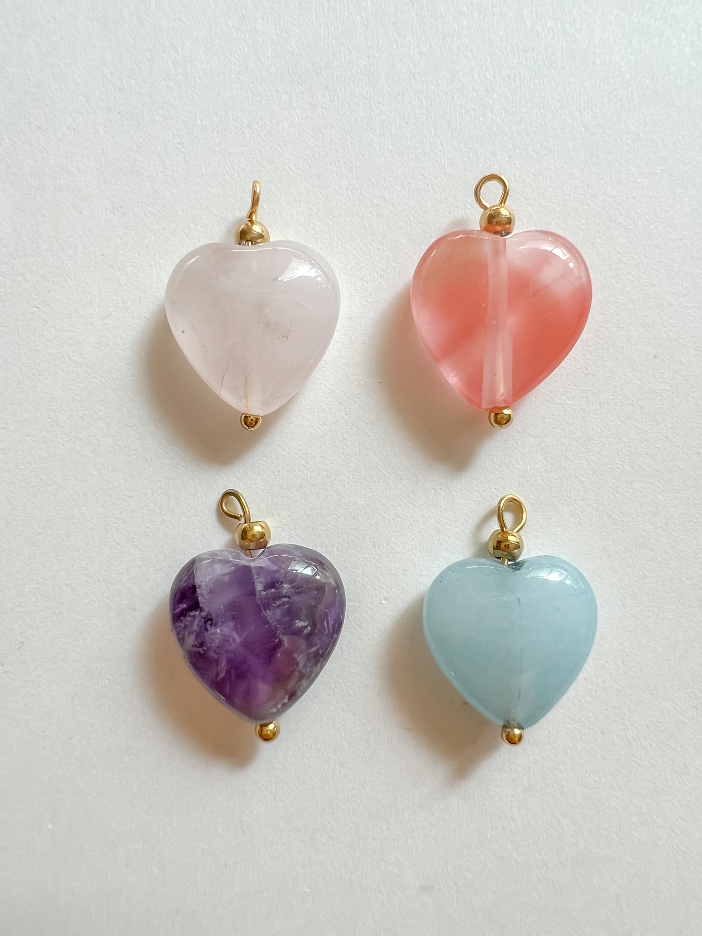 Crystal heart charms