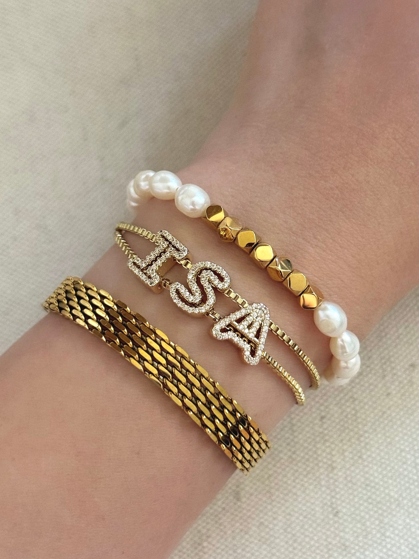 Name slider bracelet