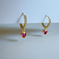 Berry Heart Huggies Earrings