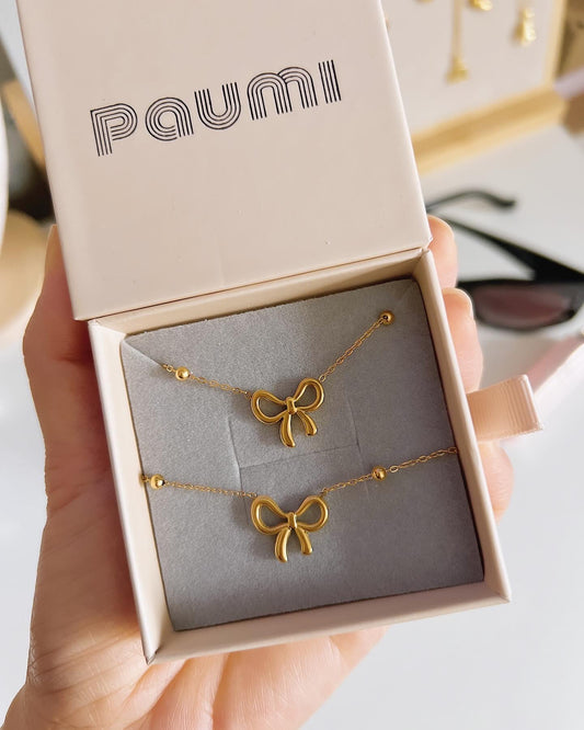 Cutie Bow Necklace and Bracelet Set