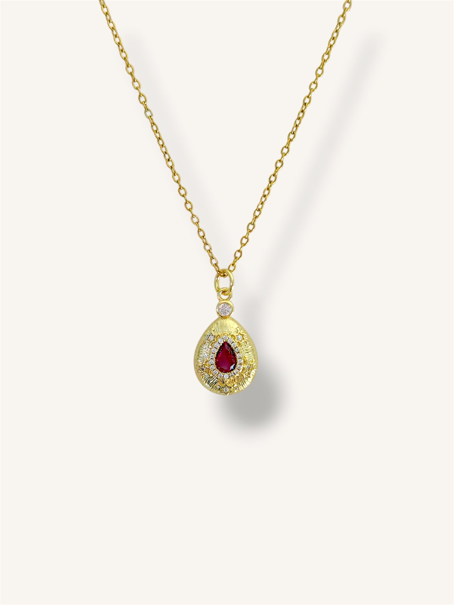 Ruby drop necklaces