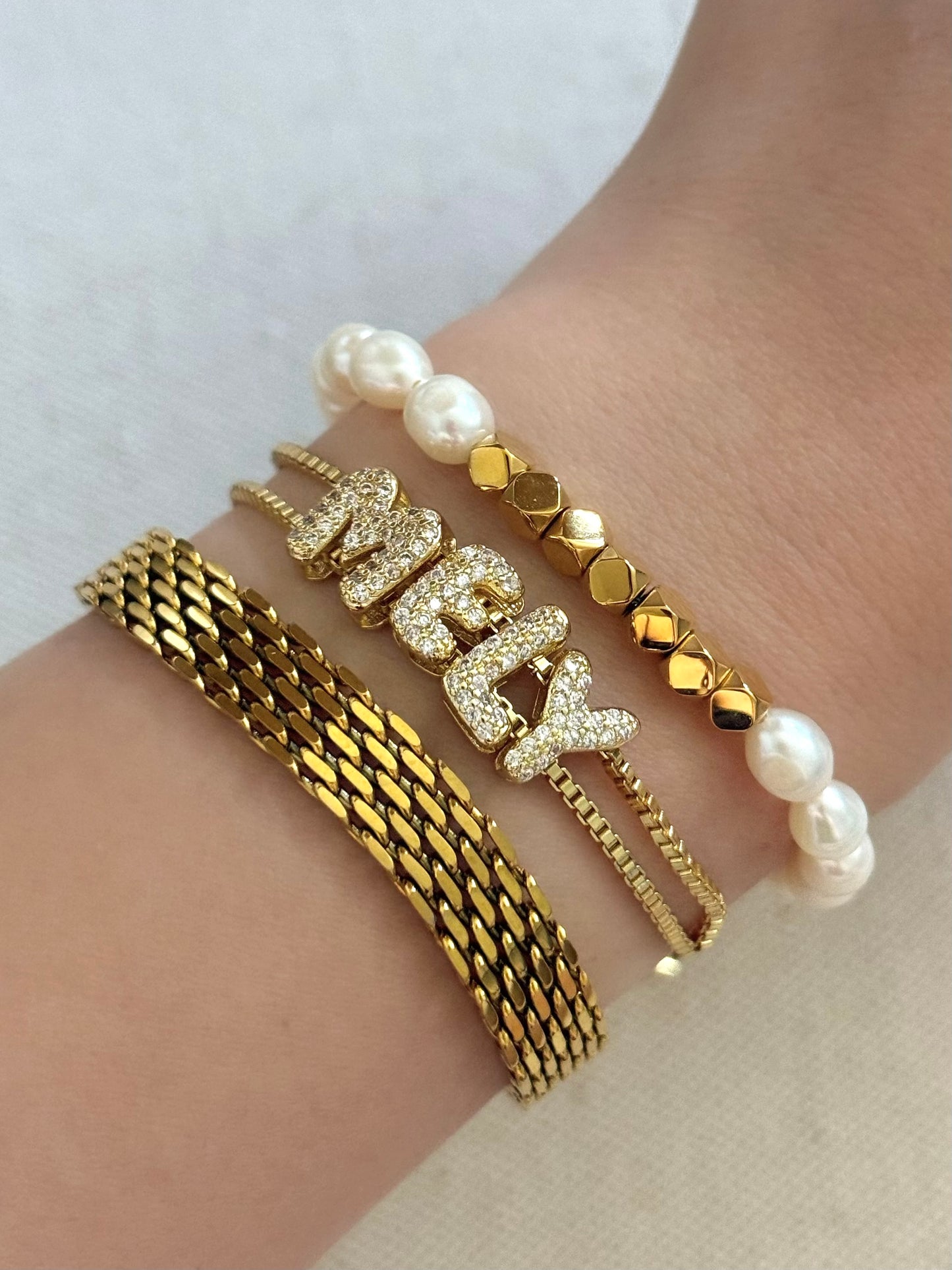 Name slider bracelet