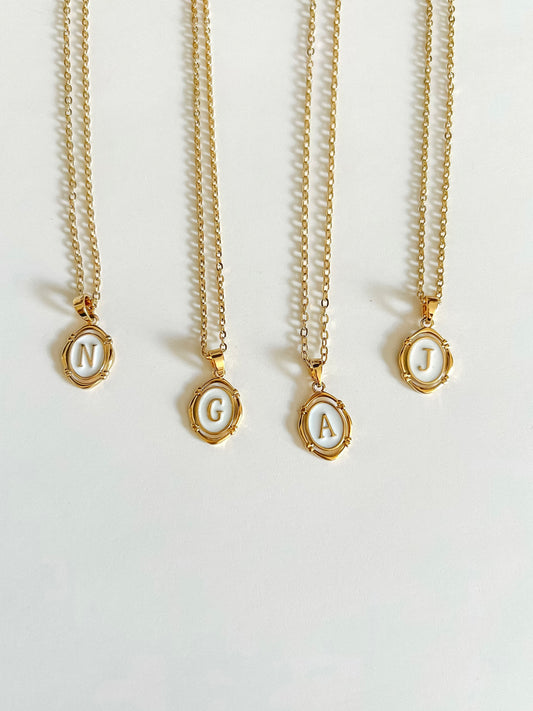 Vintage initial charm necklace