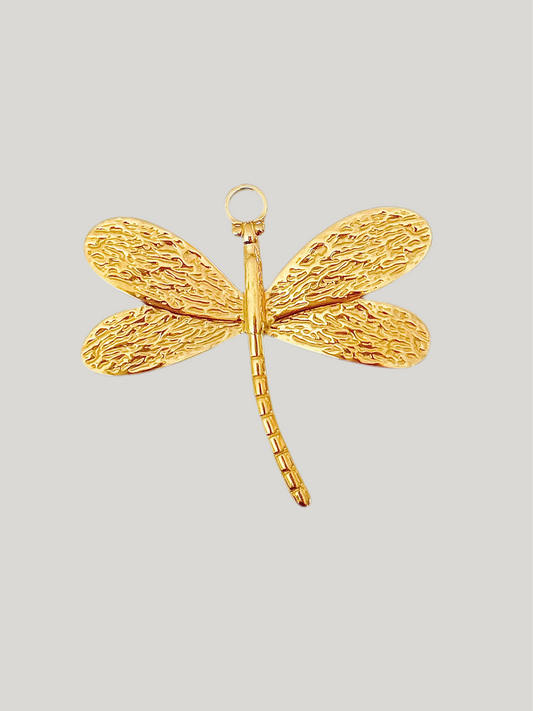 Big golden dragonfly charm