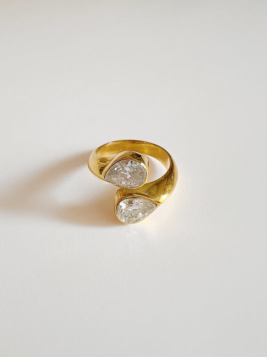 Open sparkle drop ring