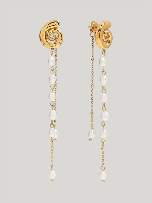 Pearly snail dangle earrings