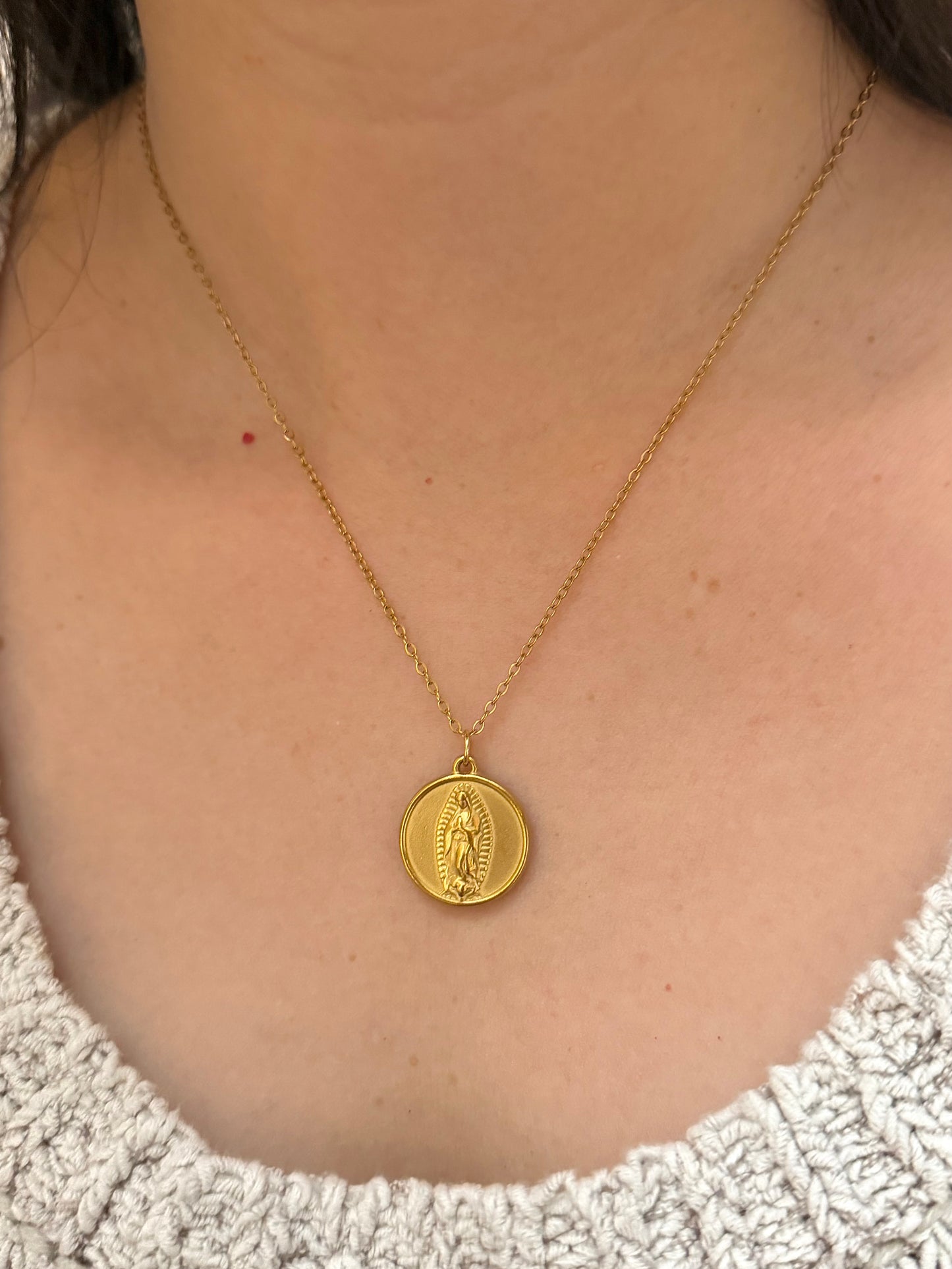 Virgin medallion necklace