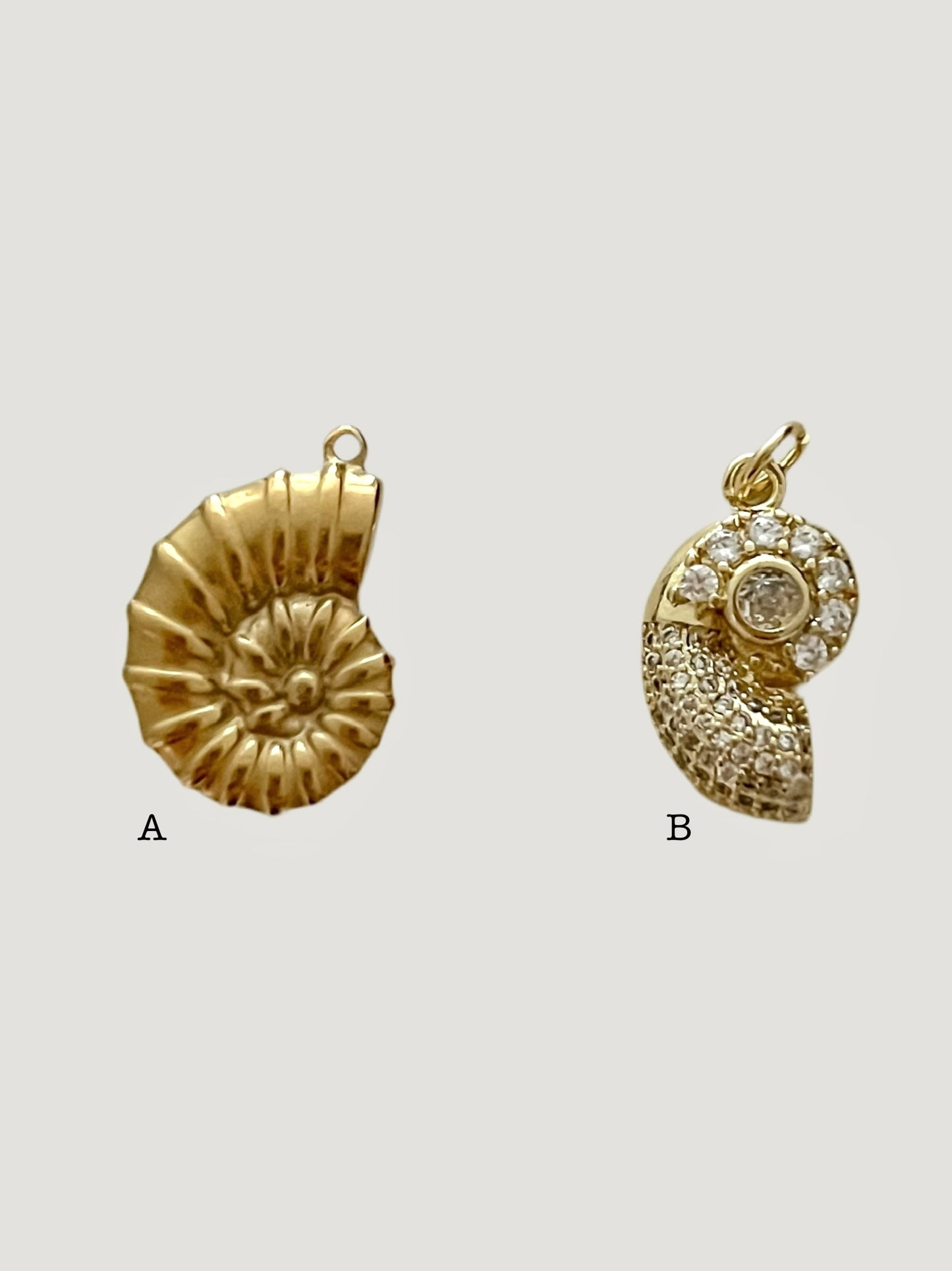 Sea life charms: snail shell